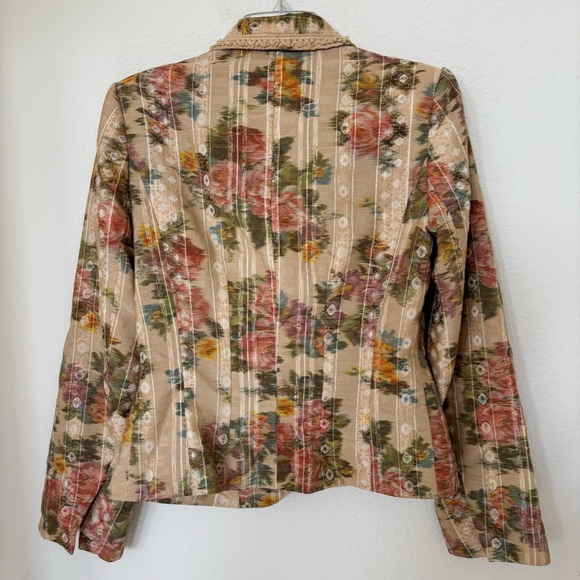 Floral Tapestry Blazer Size 10 Debbie Shuchat Collection - Picture 2 of 5